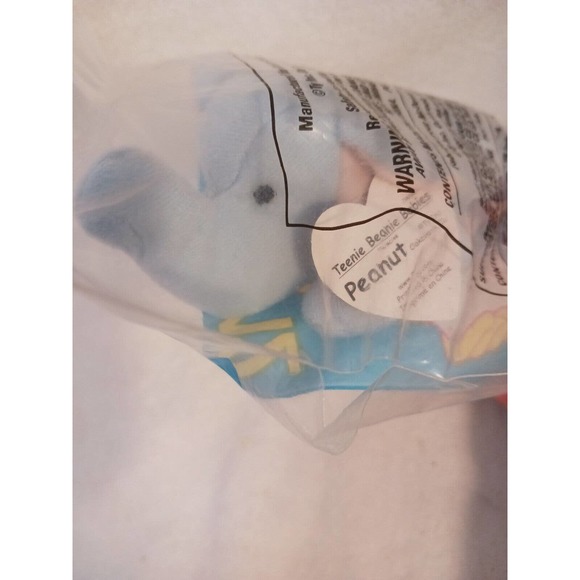 1993 McDonald's Ty Teenie Beanie Babies PEANUT The Baby Elephant In Package - Picture 1 of 10